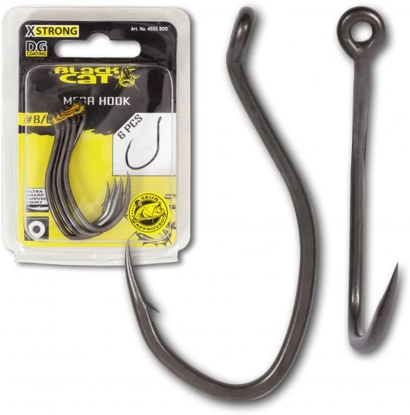 Black Cat Mega Hook DG Size 8/0 (6 Stuks) 2 Black Cat Mega Hook DG Size 8/0 (6 Stuks) - Afbeelding 2