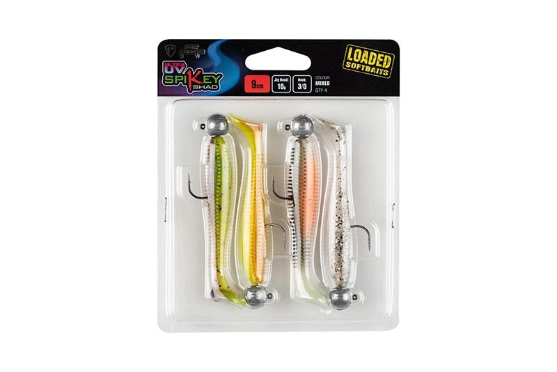 Fox Rage Spikey Shad Mixed UV Colour Pack Loaded 9cm + 12g (4pcs) 1 Fox Rage Spikey Shad Mixed UV Colour Pack Loaded 9cm + 12g (4pcs)