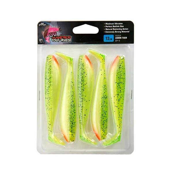 Fox Rage Zander Pro Shad Lemon Tiger Ultra UV Packs 10cm 5pcs 1 Fox Rage Zander Pro Shad Lemon Tiger Ultra UV Packs 10cm 5pcs