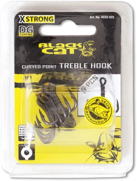Black Cat Curved Point Treble Hook DG Size 2/0 (5 Stuks) 1 Black Cat Curved Point Treble Hook DG Size 2/0 (5 Stuks)
