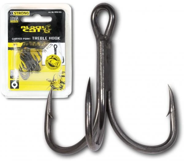 Black Cat Curved Point Treble Hook DG Size 2/0 (5 Stuks) 2 Black Cat Curved Point Treble Hook DG Size 2/0 (5 Stuks) - Afbeelding 2