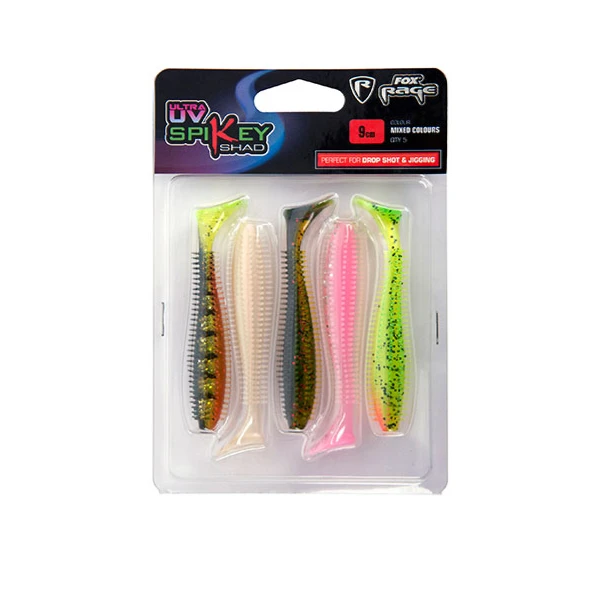 Fox Rage Spikey Shad UV Mixed Colour Pack 5pcs 12cm 1 Fox Rage Spikey Shad UV Mixed Colour Pack 5pcs 12cm
